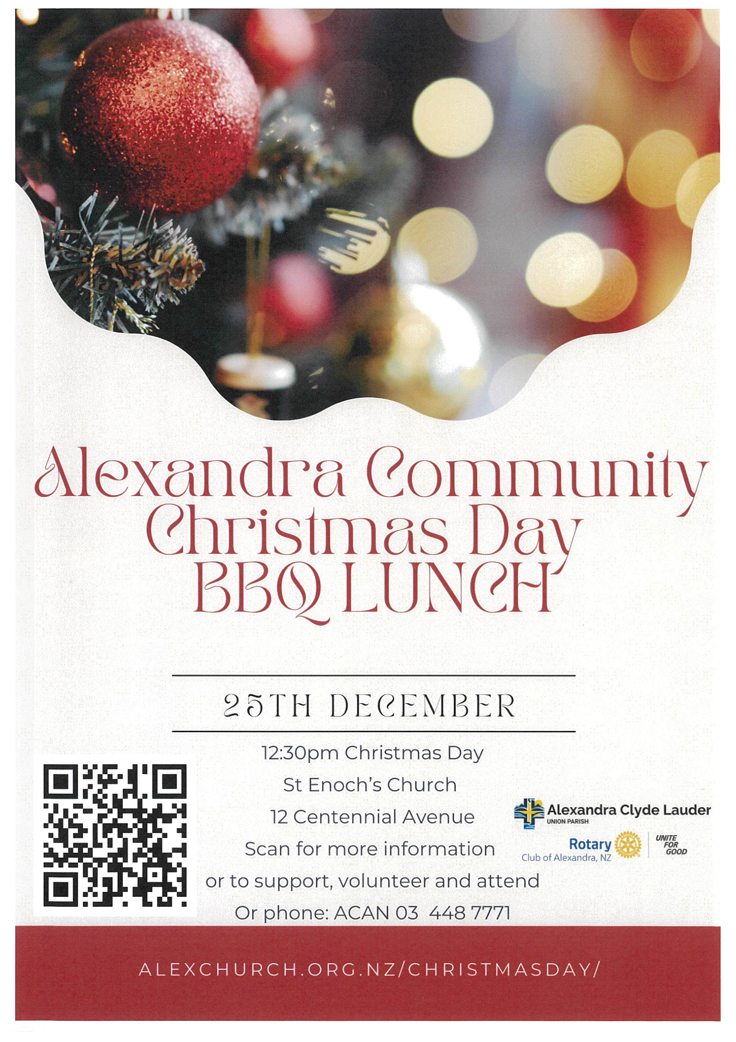 Events banner for Alexandra Community Christmas Day BBQ Lunch