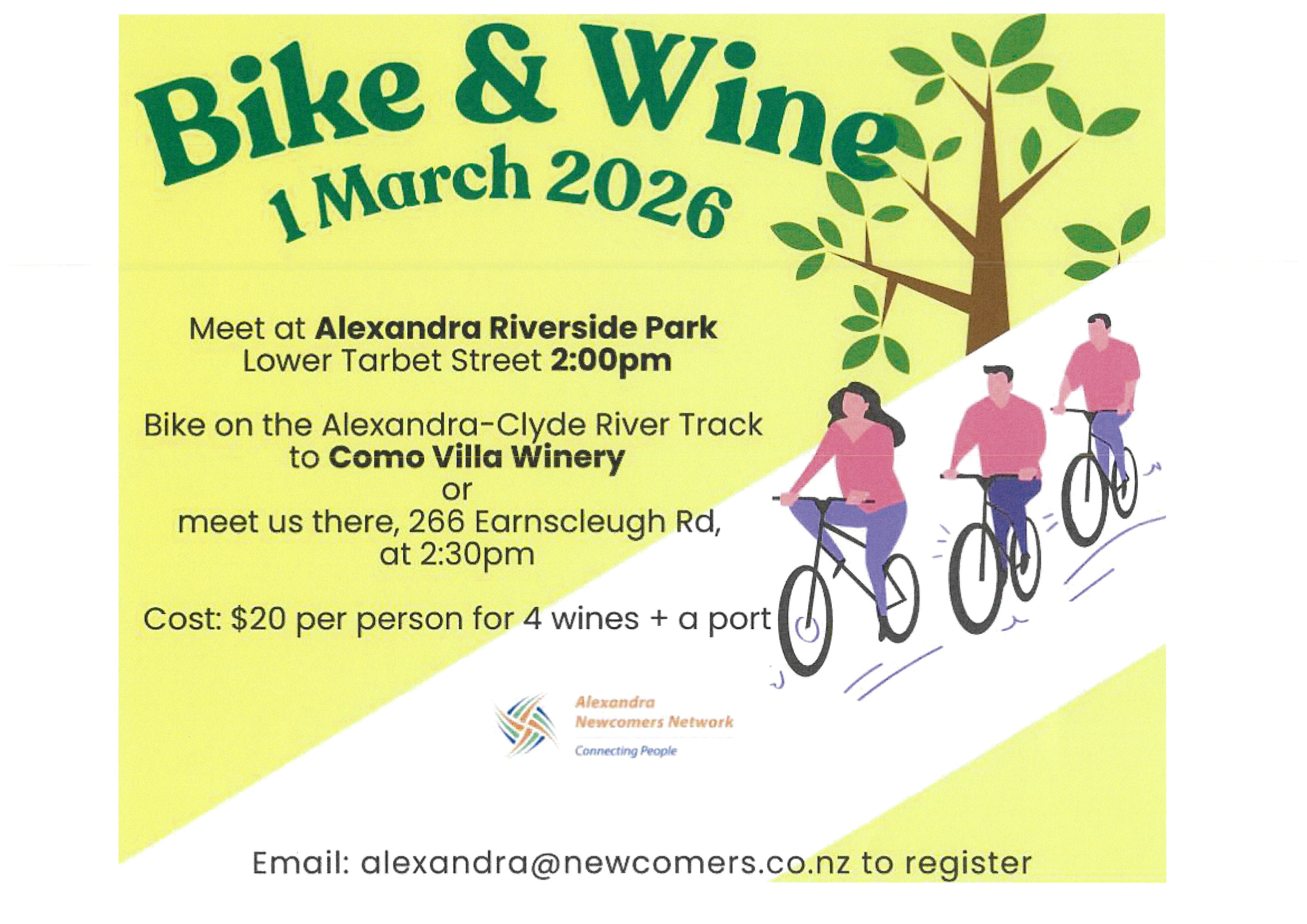 Events banner for Bike & Wine