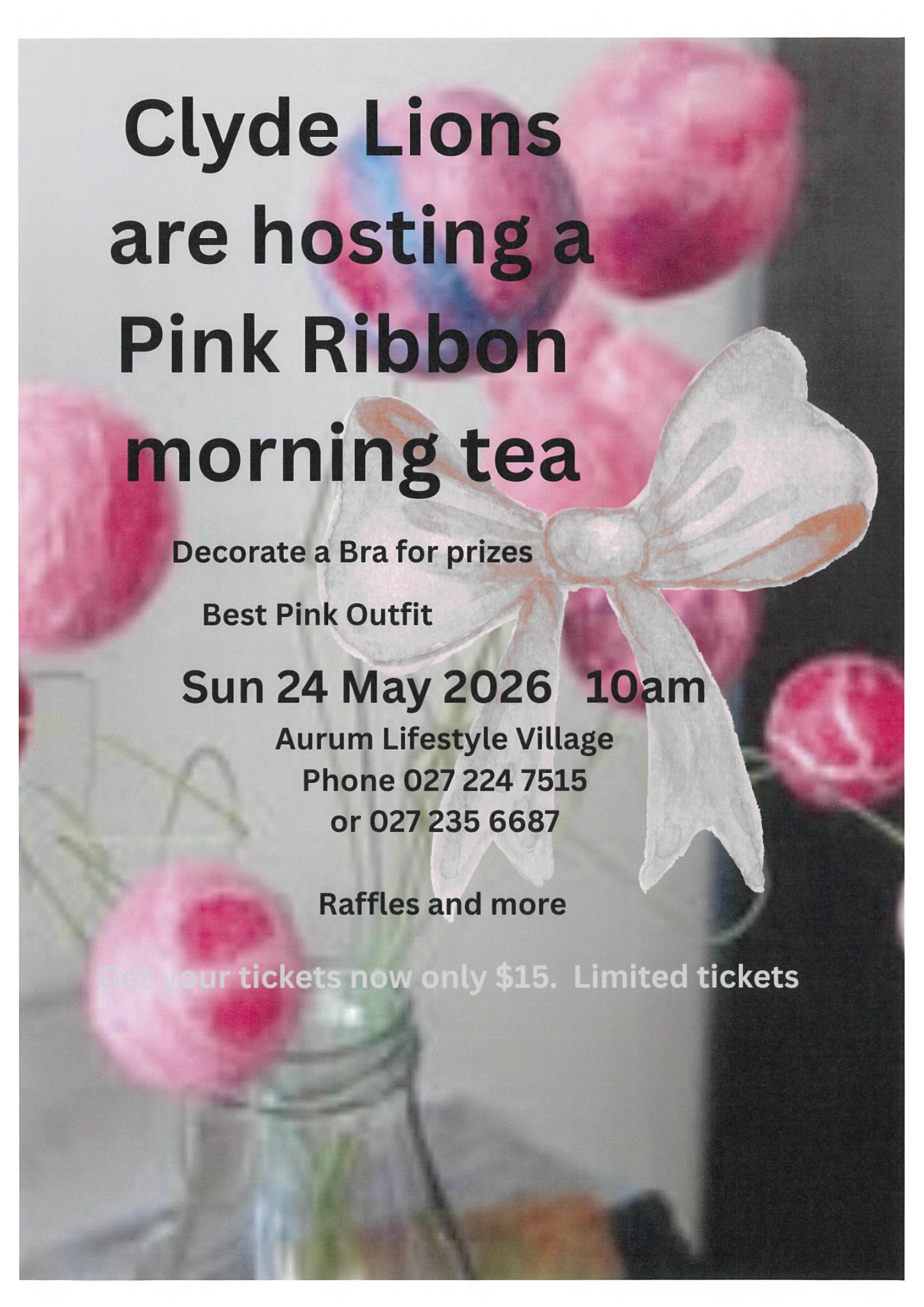 Events banner for Clyde Lions Pink Ribbon Morning Tea