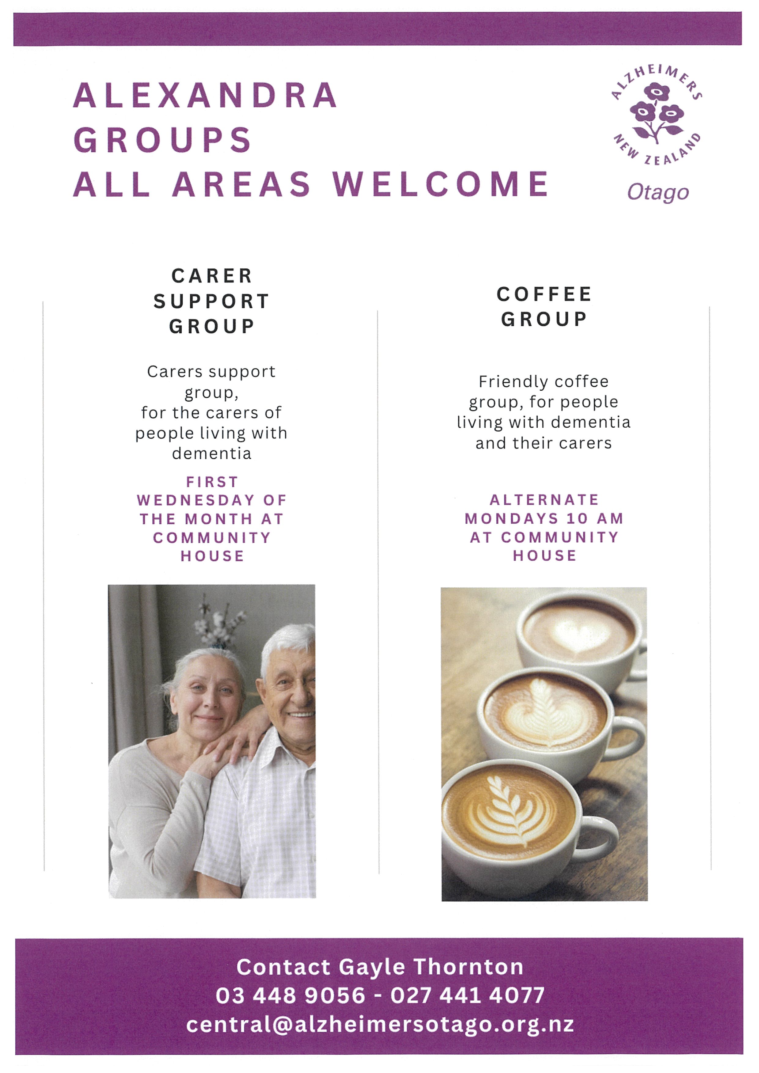 Events banner for Alzheimers Coffee Group