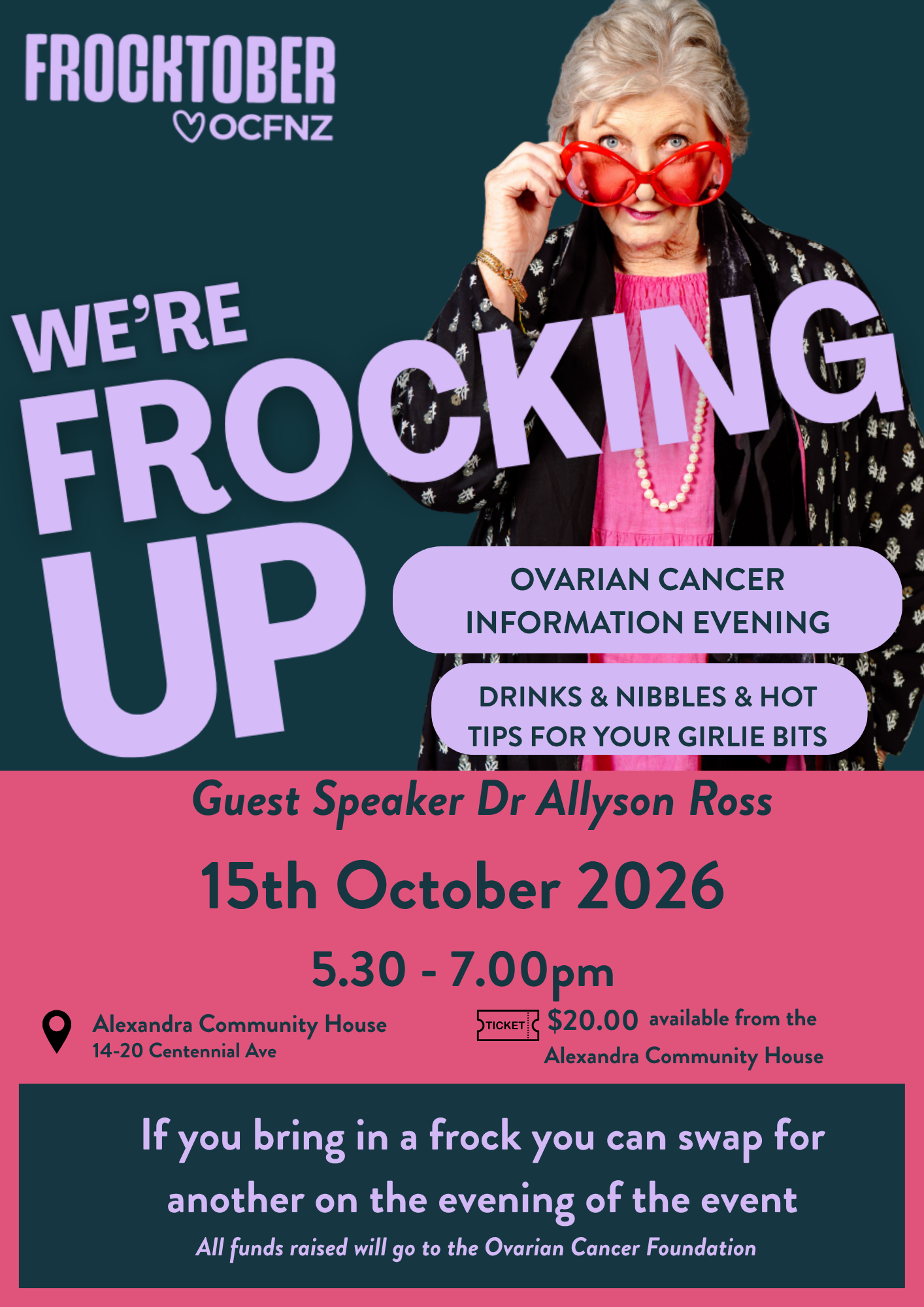 Events banner for Frocktober Ovarian Cancer Information Evening & Frock Swap