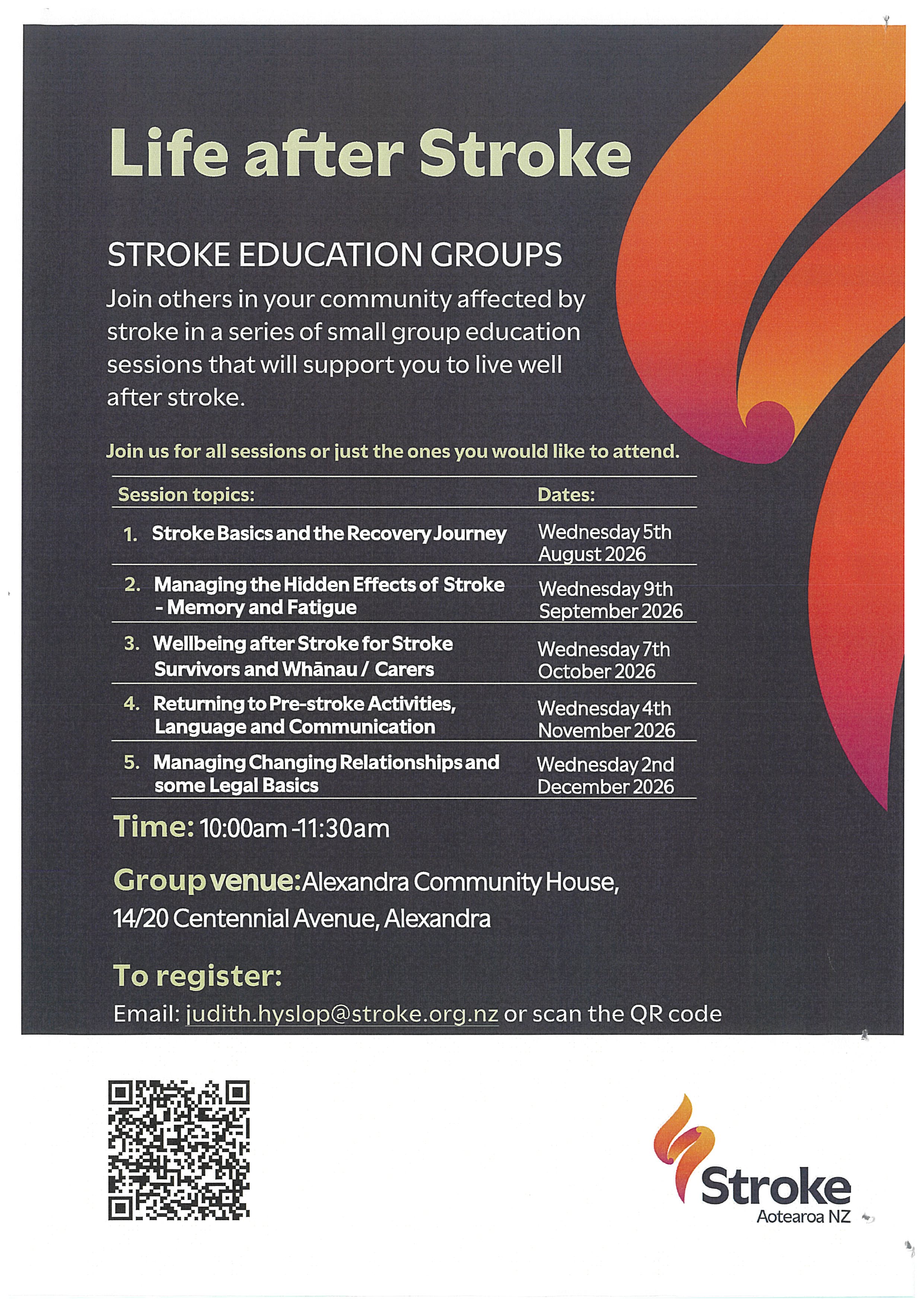 Events banner for Life after Stroke - Managing the Hidden Effects of Stroke - Memory and Fatigue