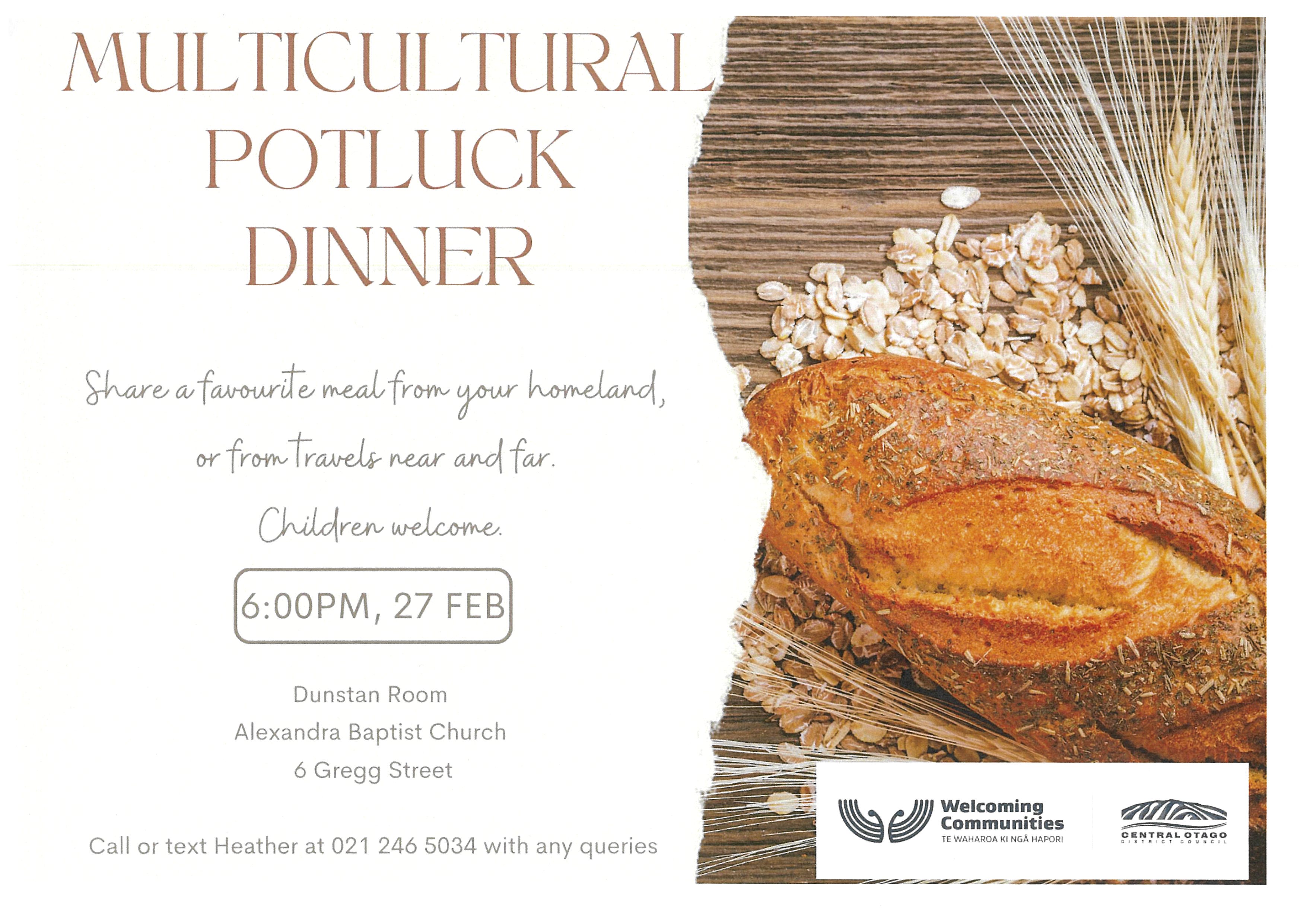 Events banner for Multicultural Potluck Dinner