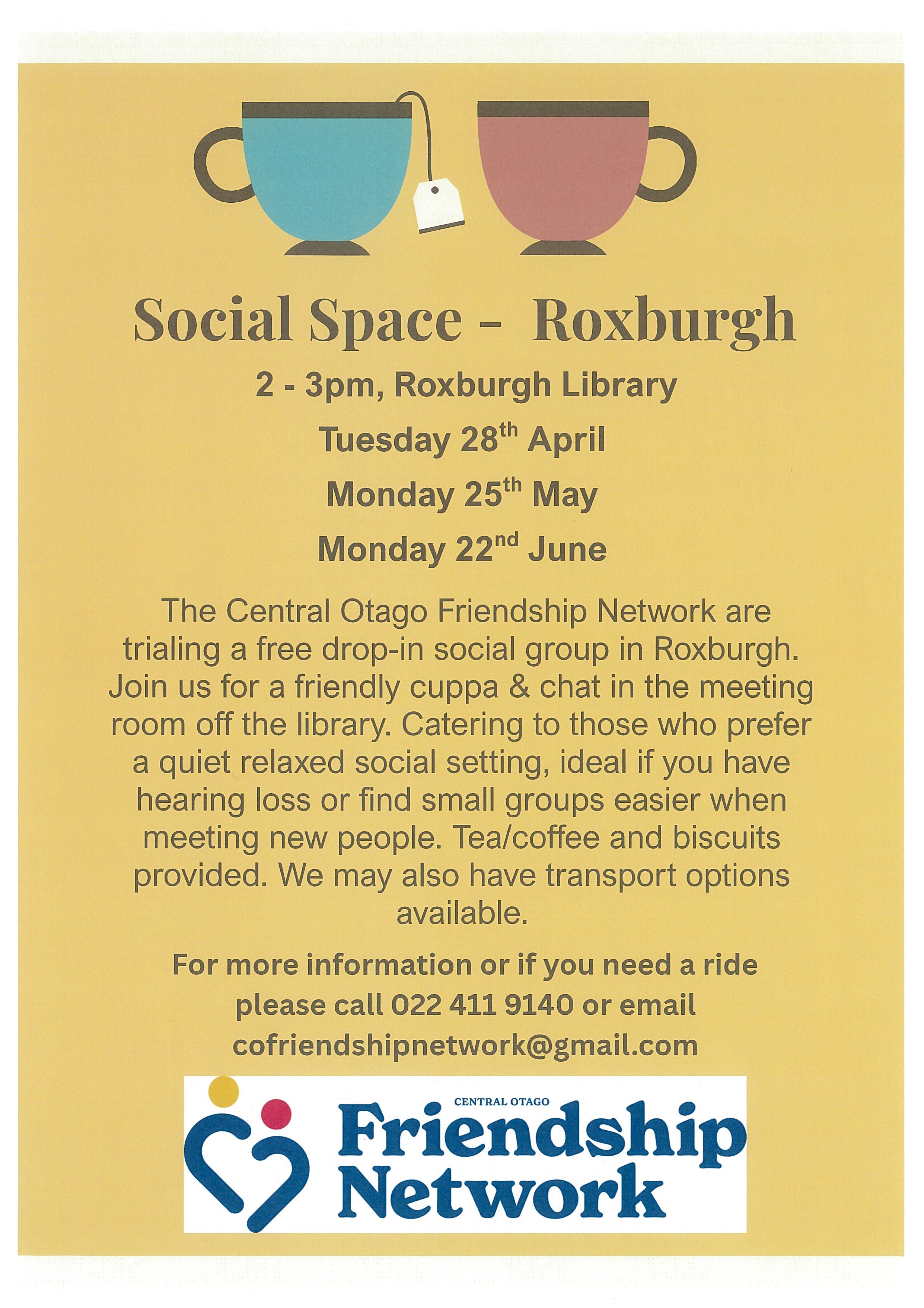 Events banner for Social Space - Roxburgh