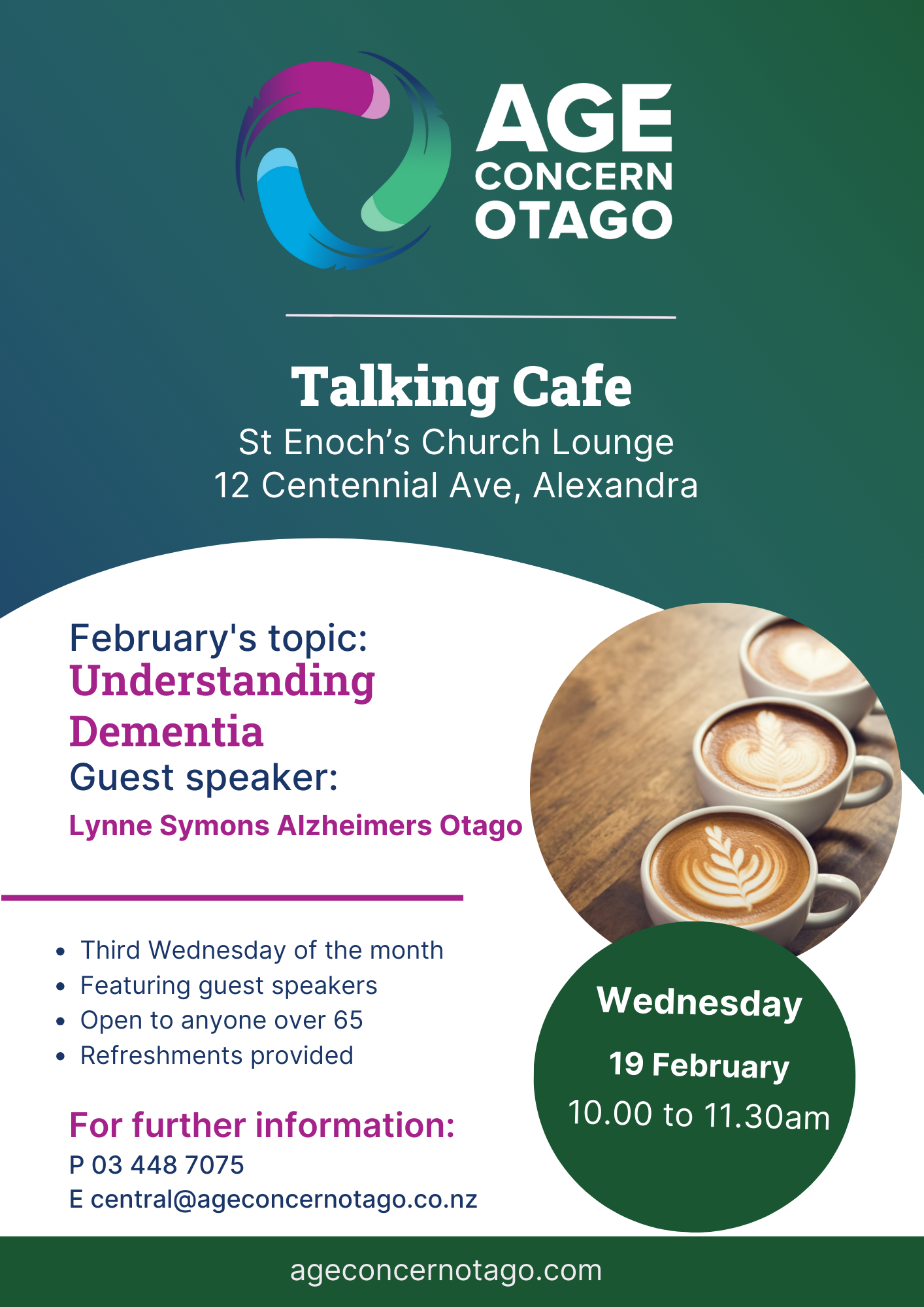 Events banner for Talking Cafe February